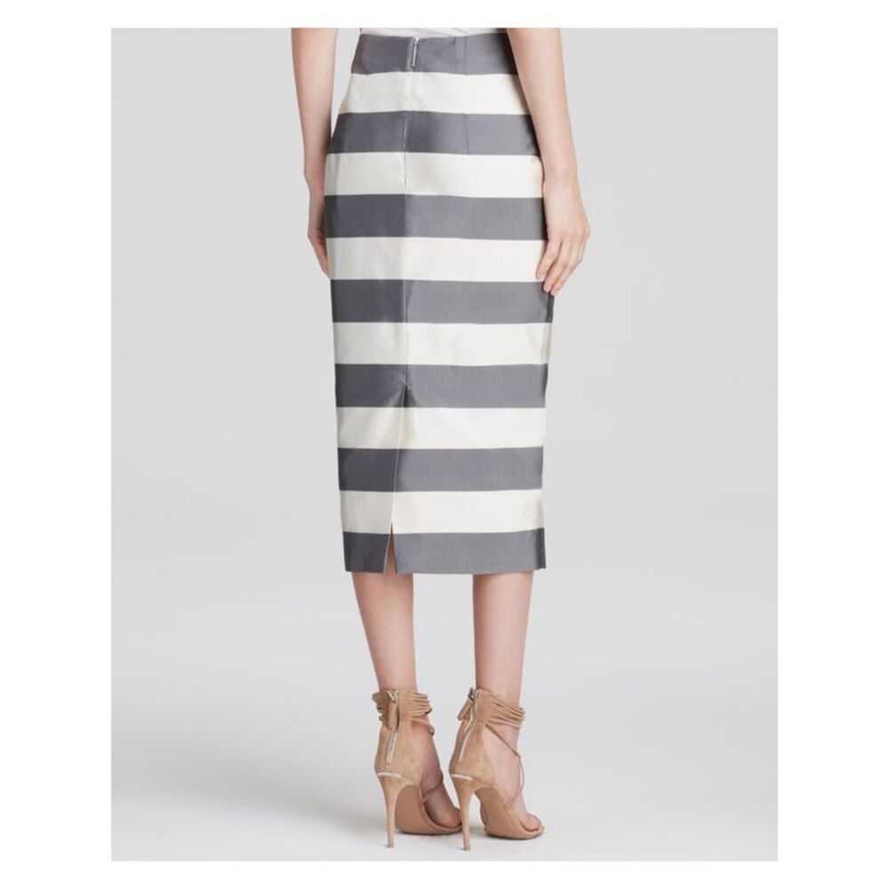 BURBERRY Womens Gray Striped Midi Wear To Work Pencil Skirt 4 - Picture 2 of 2